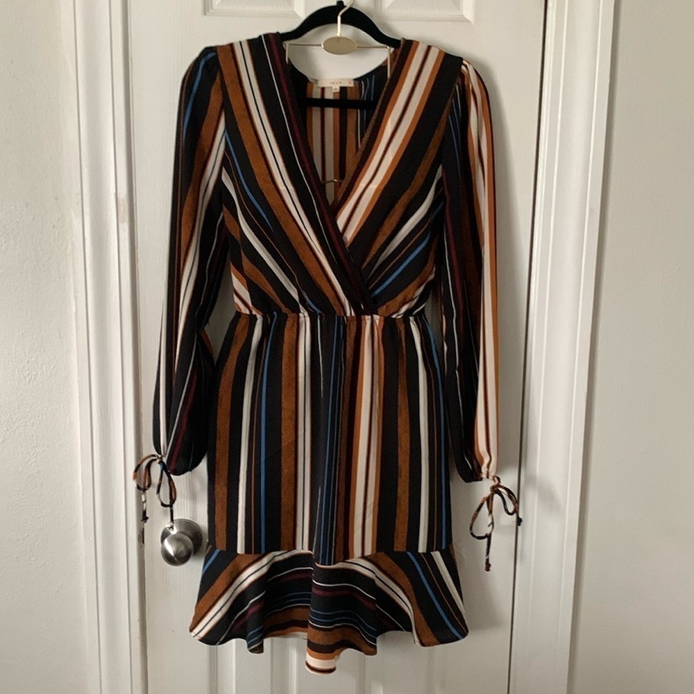 Le Liz Brown & Black Dress Size M #646
